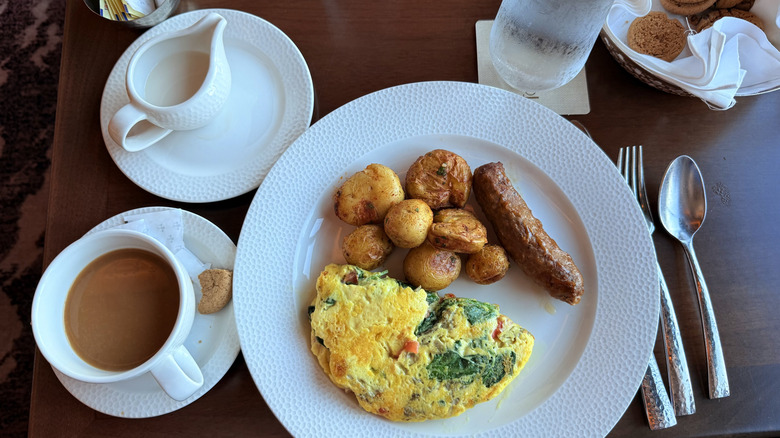 Topolino's Terrance breakfast on white dishes