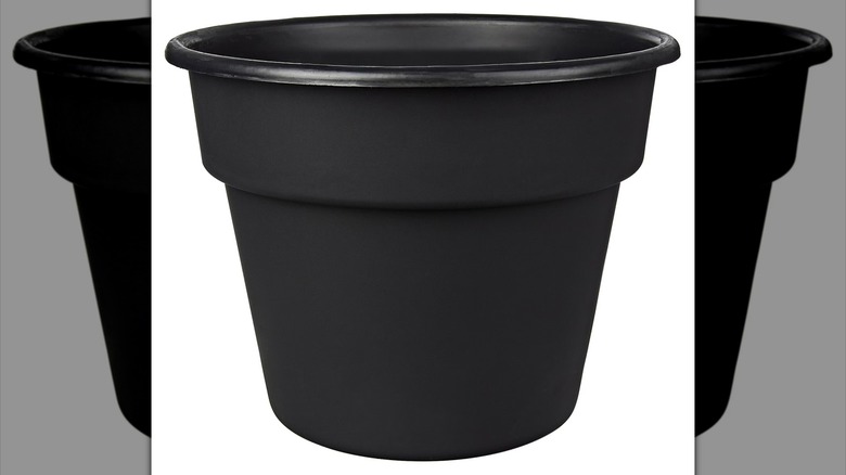Product image of a large black resin planter