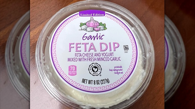 A container of Park Street Deli garlic feta dip