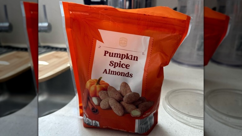 A bag of Aldi Southern Grove Pumpkin Spice Almonds