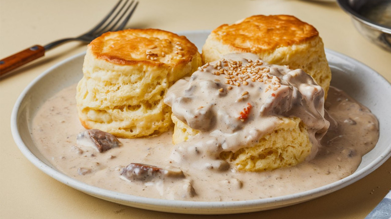 Plate of biscuits and gravy