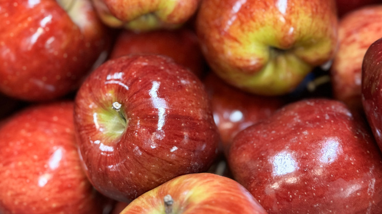 Braeburn apples with shiny wax coating