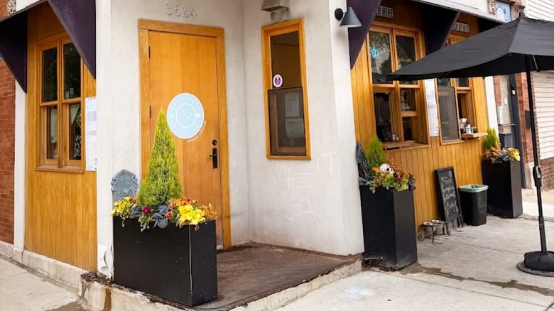 Necessary & Sufficient Coffee's walkup window on Logan Square, Chicago