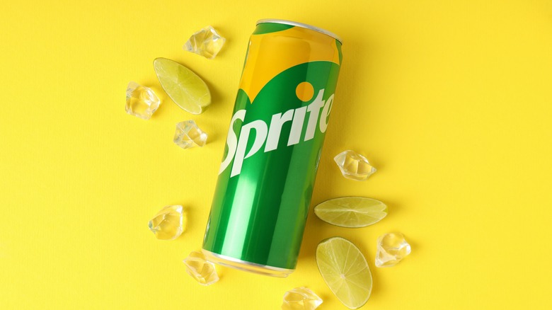 Sprite can with limes and ice