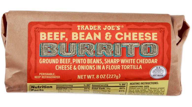 Close up of Beef, Bean & Cheese Burrito