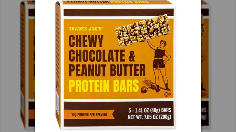 Exterior packaging of Chewy Chocolate & Peanut Butter Protein Bars