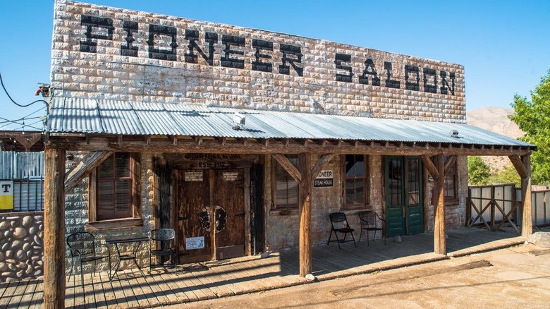 exterior of the wild west Pioneer Saloon bar