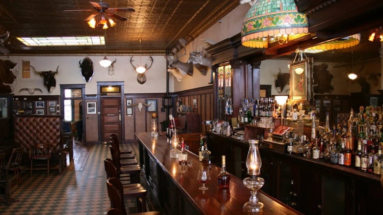 Bar of the saloon at The Historic Occidental Hotel