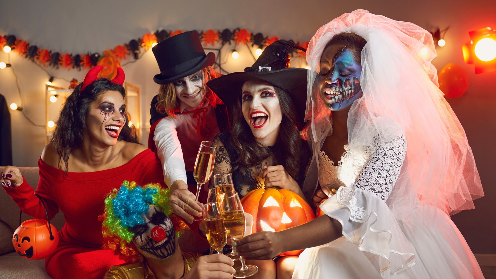 Premium Photo  Adults wearing halloween costumes in nightclub