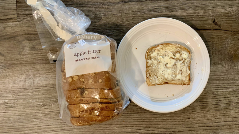 target apple fritter breakfast bread with butter on plate