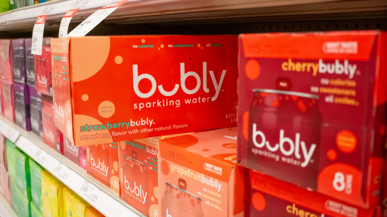 Bubly sparkling water on grocery shelves