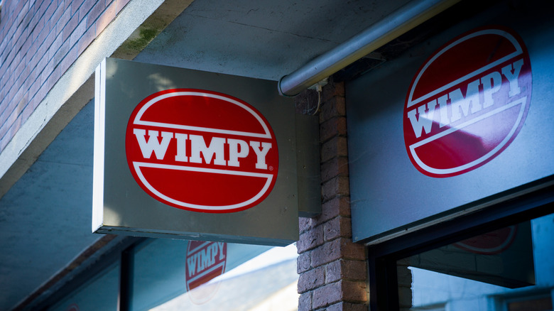 Wimpy sign outside a restaurant in the UK