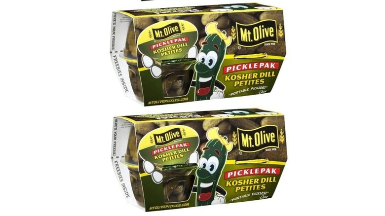 Packages of individual packs of mini dill pickles