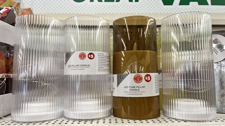 LED pillar candles in a row