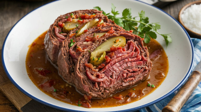 white bowl of Rouladen