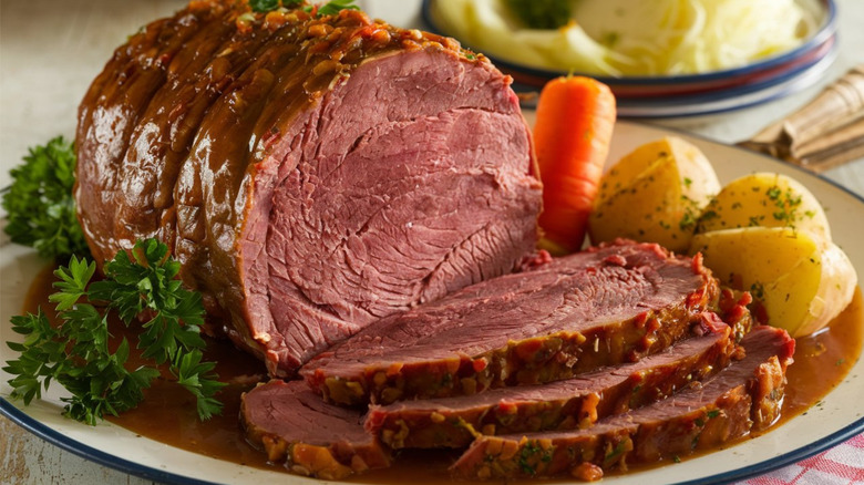 Sauerbraten with potatoes and carrots