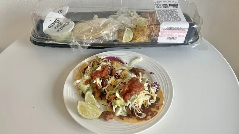 Package of chicken street taco platter on a table