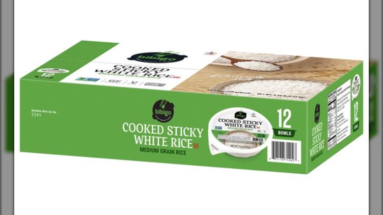 Box of Bibigo Cooked Sticky White Rice Bowls