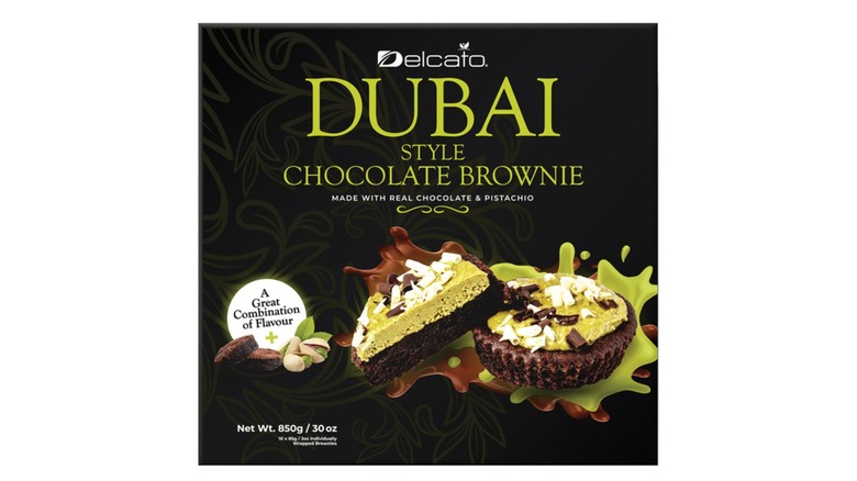 A box of Delcato Dubai-Style Chocolate Brownies