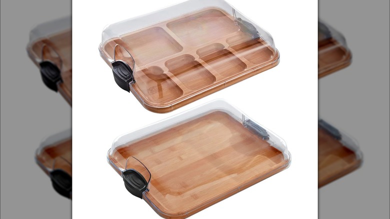 Charcuterie board set with lids