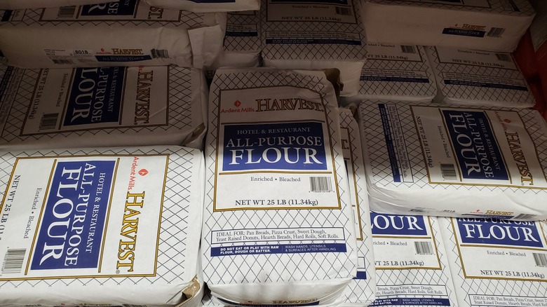 Bags of Harvest hotel & restaurant all-purpose flour at Costco