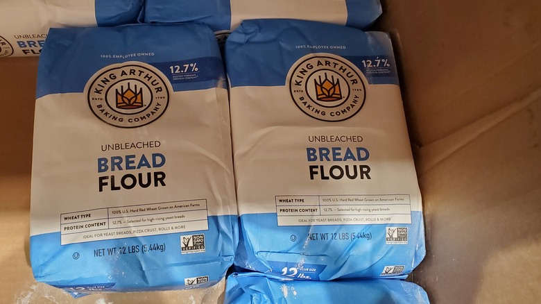 King Arthur Baking Company unbleached bread flour on a shelf at Costco