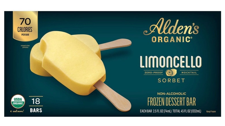A box of Alden's Organic Limoncello Sorbet Bar