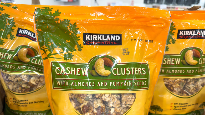 Bags of Kirkland Cashew Clusters