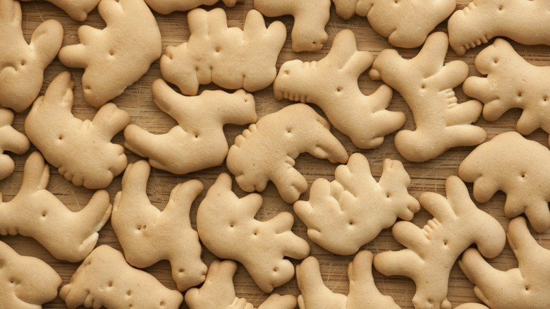 overhead shot of animal crackers