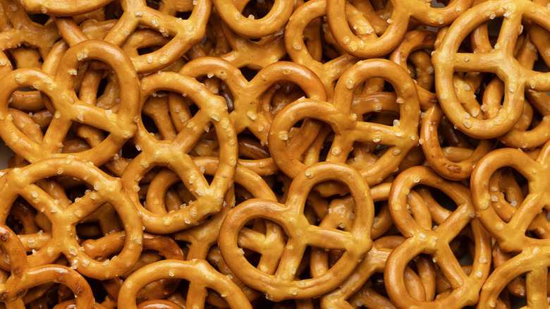 closeup of mini pretzels