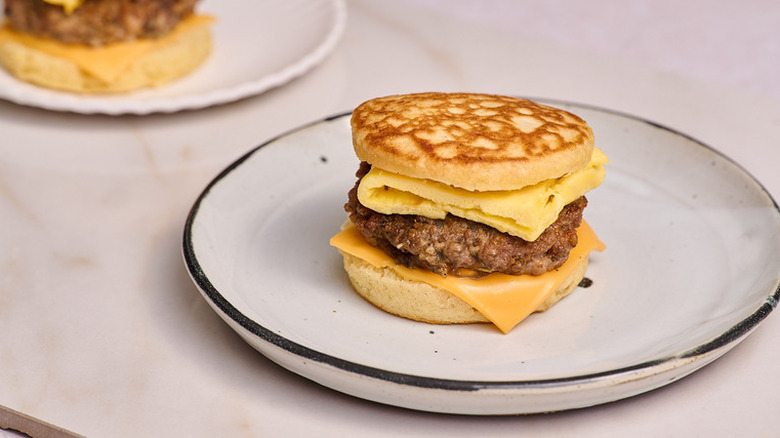 Copycat McDonalds Sausage McGriddle on plate