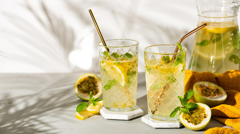 Passion fruit cocktail with lemon