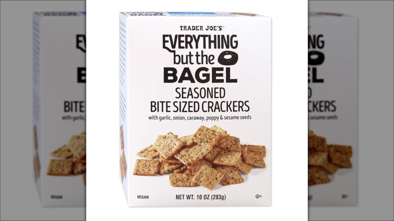 White box of Everything but the Bagel Seasoned Crackers from Trader Joe's