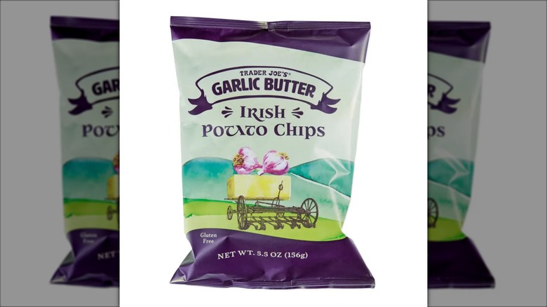 Bag of Trader Joe's Garlic Butter Irish Potato Chips