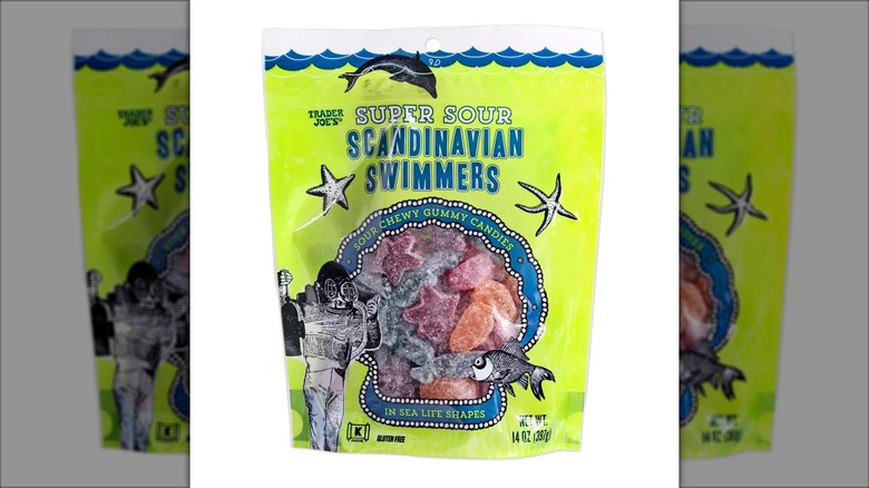 Green bag of Super Sour Scandinavian Swimmers gummy candy