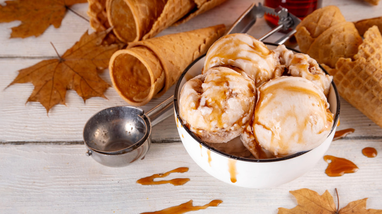 Cup of maple ice cream