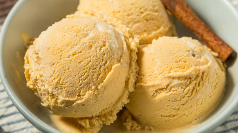 Sweet potato ice cream in a bowl