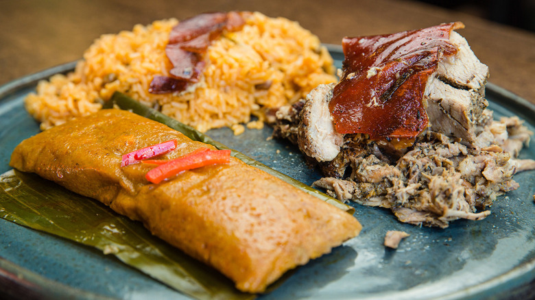Puerto Rican Thanksgiving dinner plate