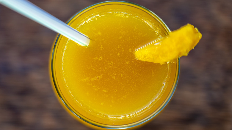 Freshly squeezed mango juice in a glass