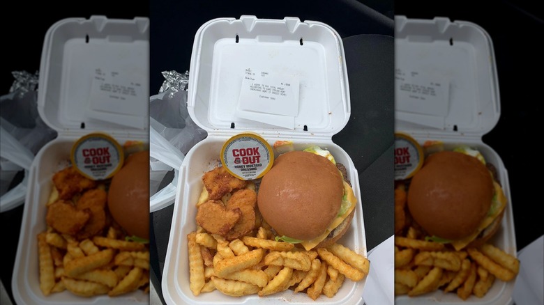 Close-up of Cook Out tray