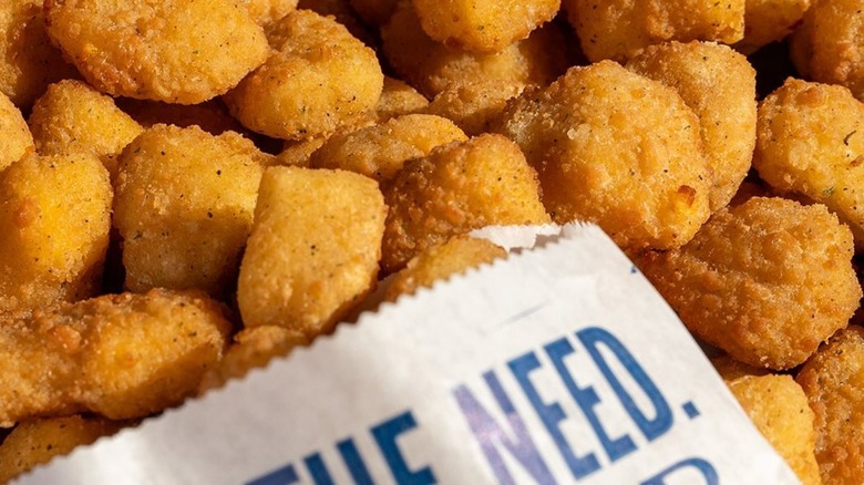 Close up of plate of fried cheese curds