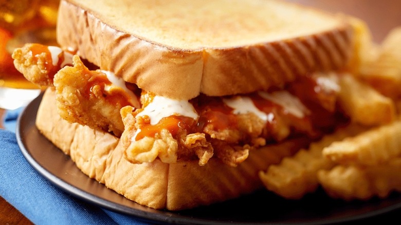 Closeup of chicken sandwich