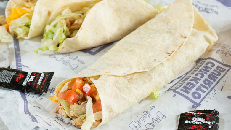 Del Taco items in wrappers