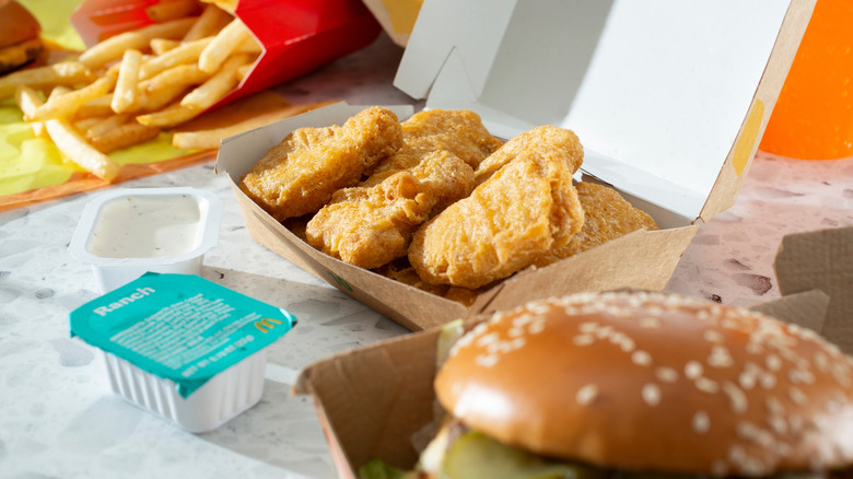 McDonald's meal of fries, nuggets, and a burger