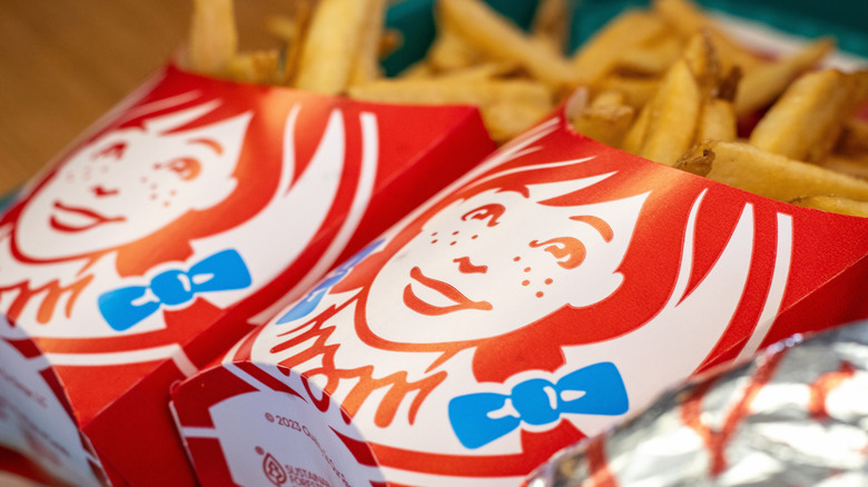 Wendy's fries on table
