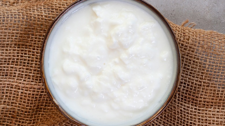 Top down view of bowl of amasi