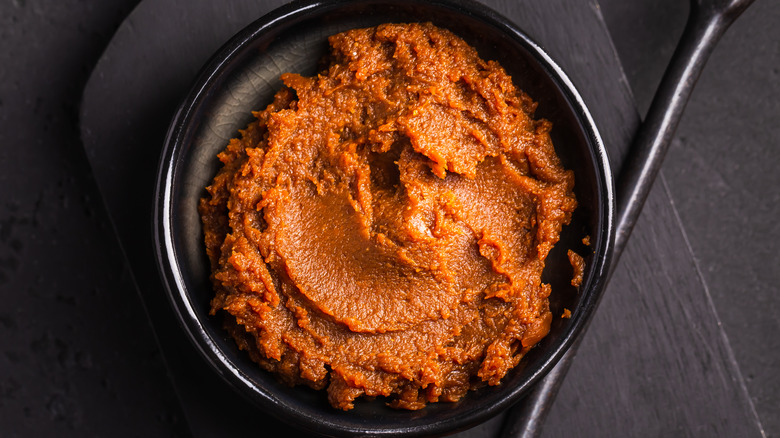 Bowl of red miso paste