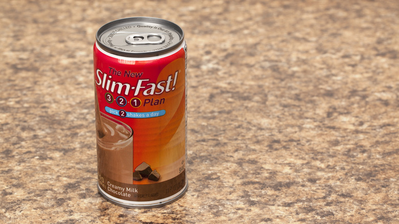 Can of SlimFast on a countertop