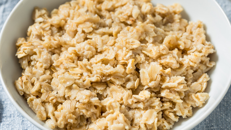 Oatmeal in a white bowl