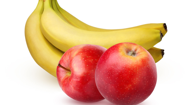 Close up of apples and bananas